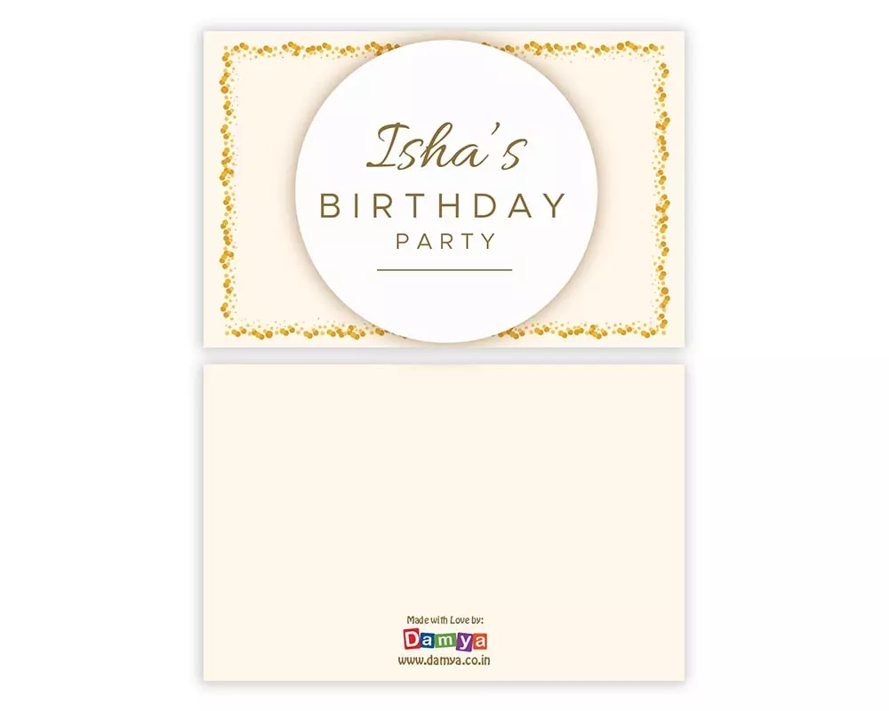 Back Side of Design Number 5 for Message Cards for Birthday Return Gifts
