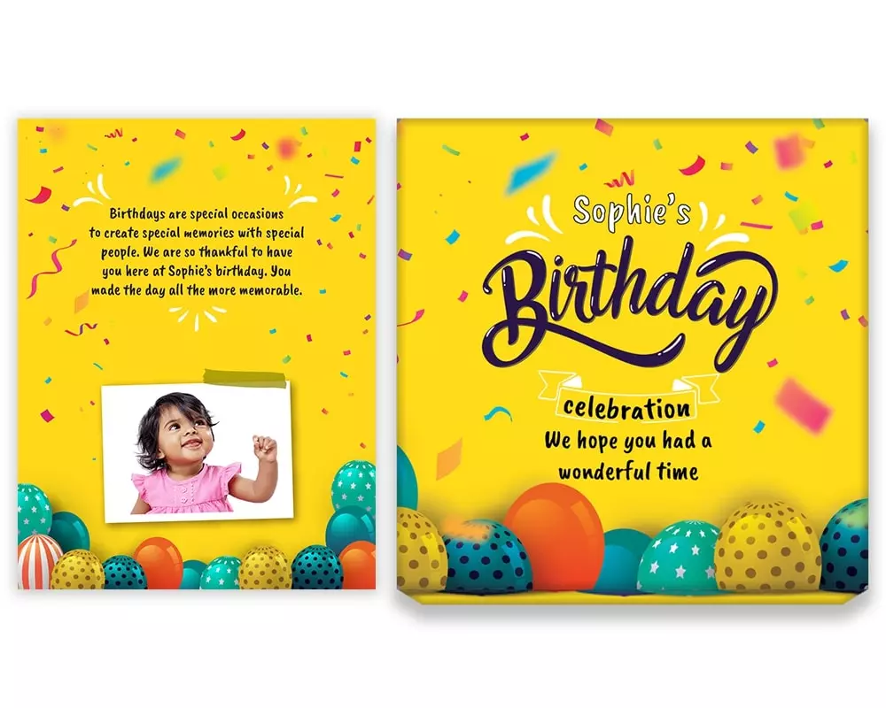 Design Number 10 for Jelly Candies in Medium Customized Boxes with Large Foldable Message Cards for Birthday Return Gifts