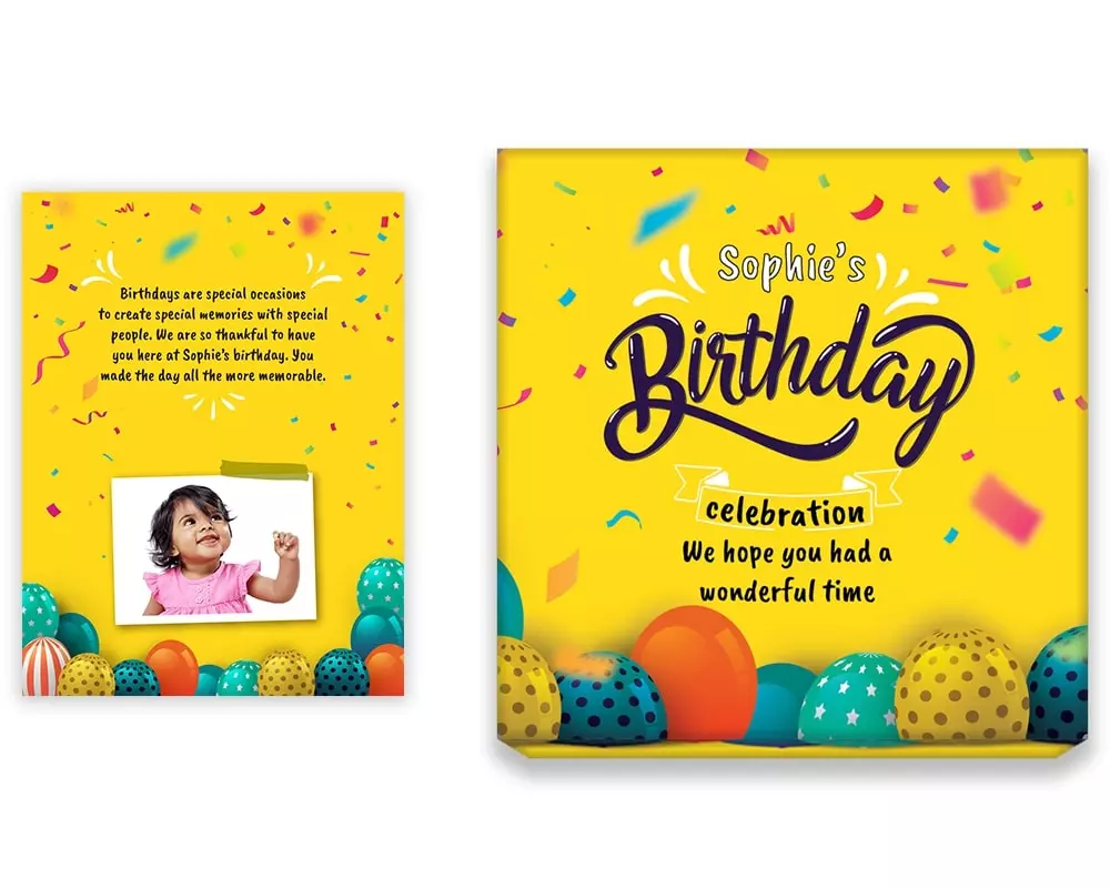 Design Number 10 for Jelly Candies in Large Customized Boxes with Small Foldable Message Cards for Birthday Return Gifts