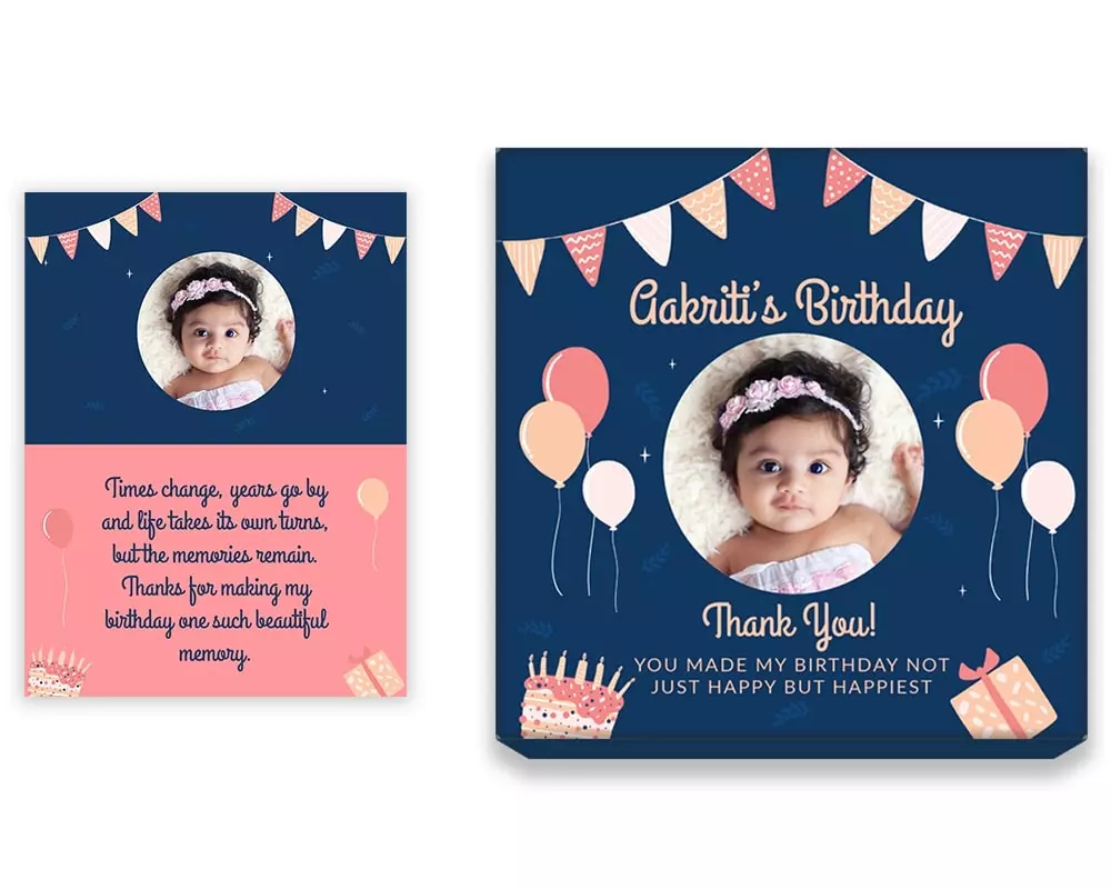 Design Number 9 for Jelly Candies in Medium Customized Boxes with Small Foldable Message Cards for Birthday Return Gifts